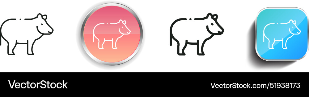 Boar icon thin linear regular and button style Vector Image