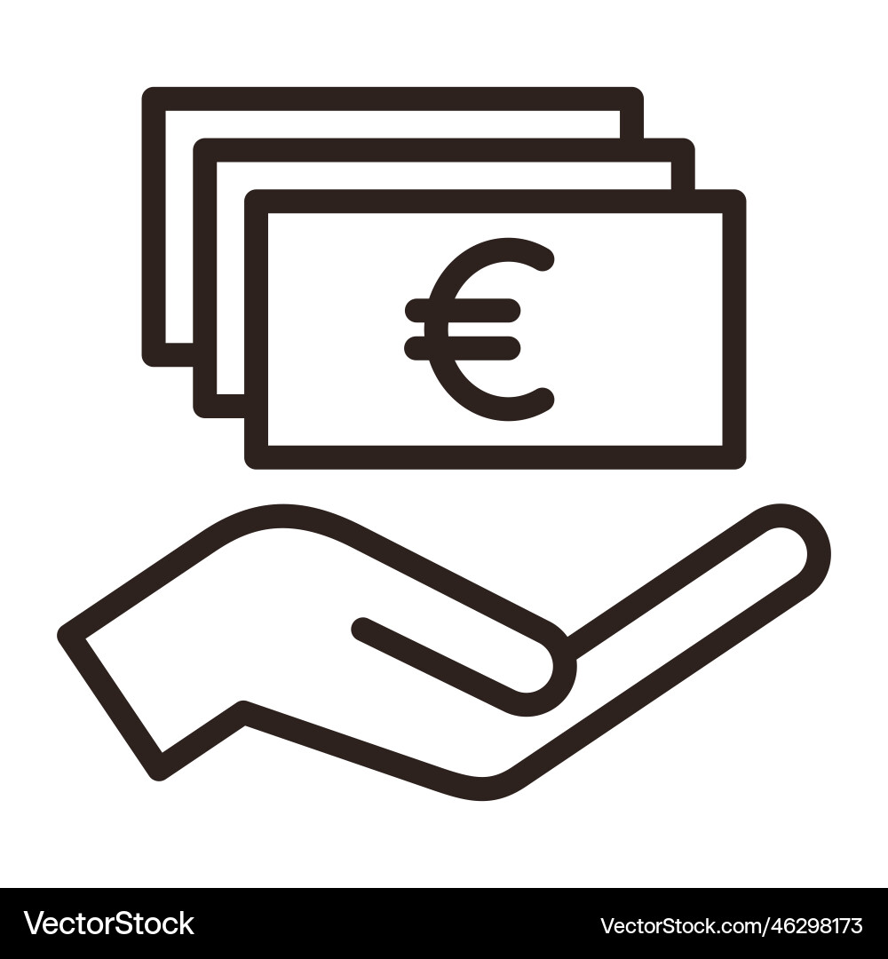 Euro-Banknoten der Hand Holding - Sparen Sie Geld Icon vektorbild