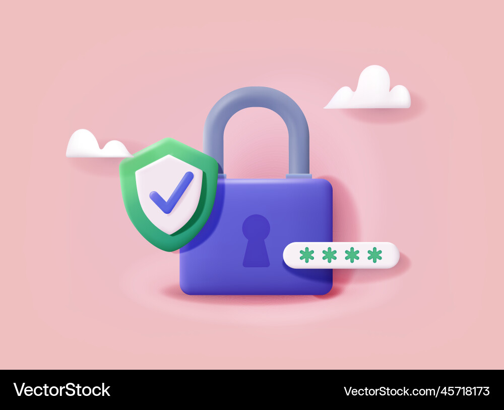 Lock with shield and check mark data protection Lock with shield and check mark data protection vector image