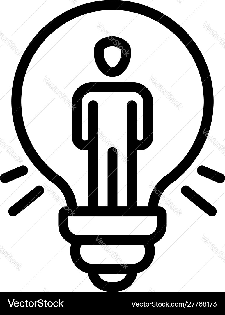 Man bulb idea icon outline style Man bulb idea icon outline style Vector Image
