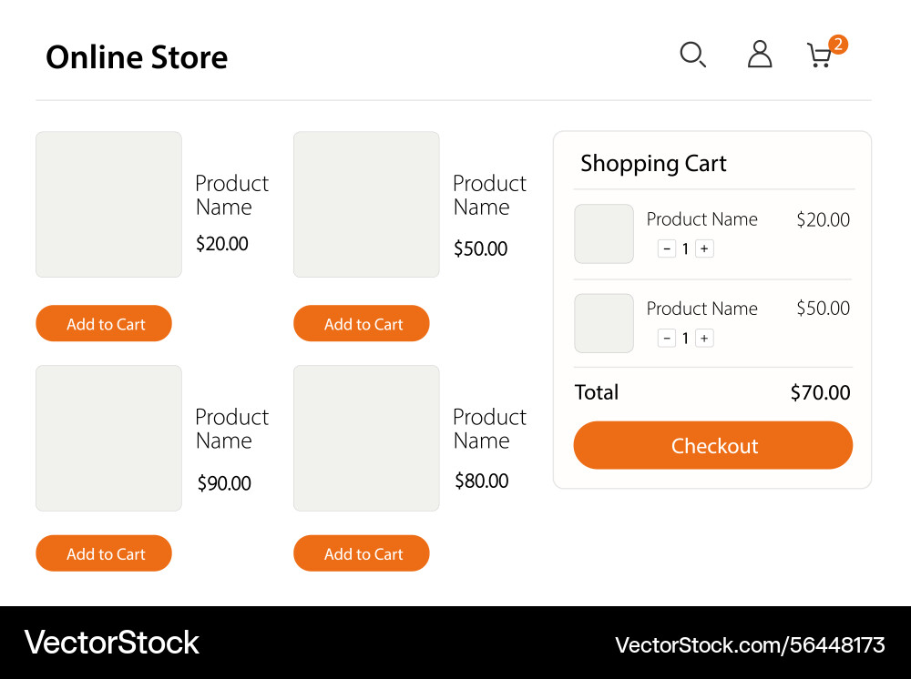 Online store layout with product list vector image
