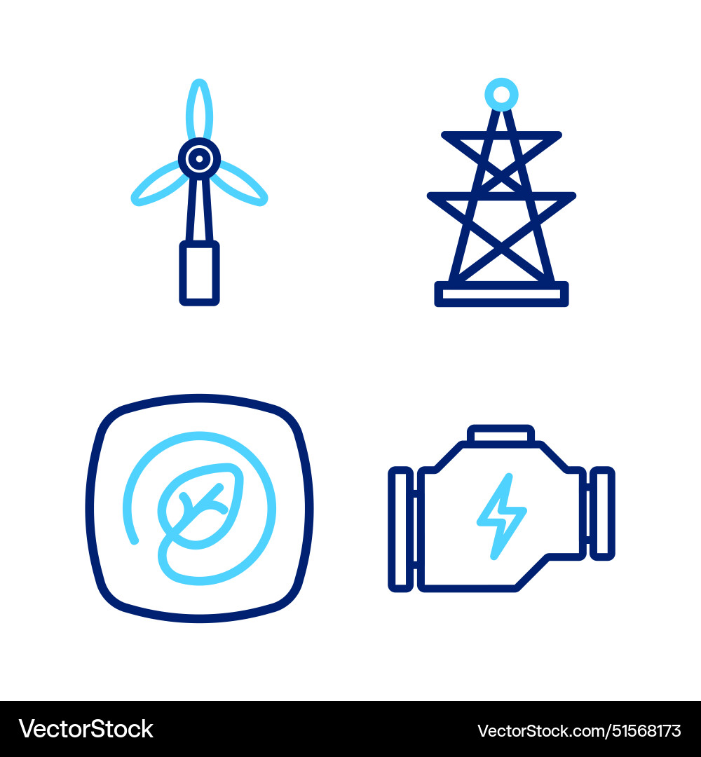 Set line check engine location with leaf electric Vector Image
