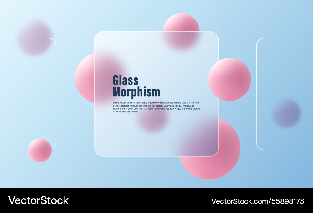 Website landing page template with glass morphism Website landing page template with glass morphism Vector Image