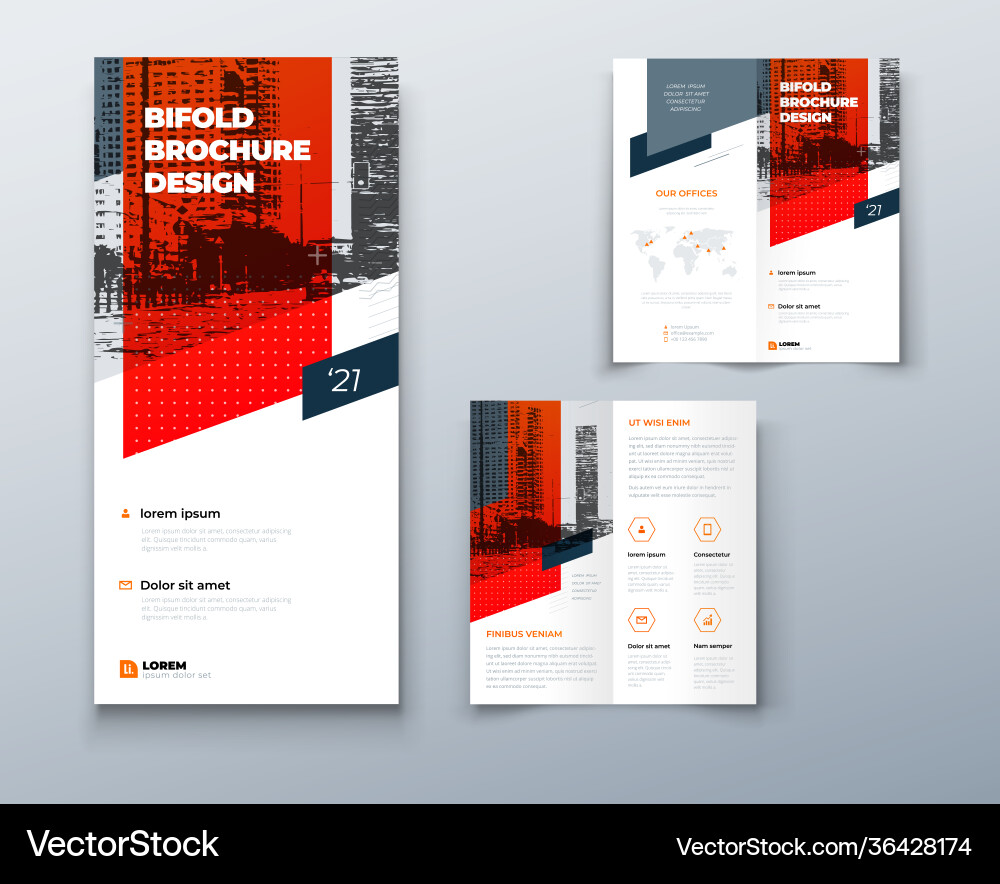 Bi fold brochure or flyer design with circle vector image