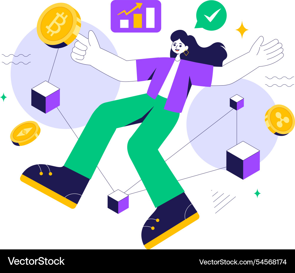 Blockchain featuring a tech architect working Blockchain featuring a tech architect working vector image