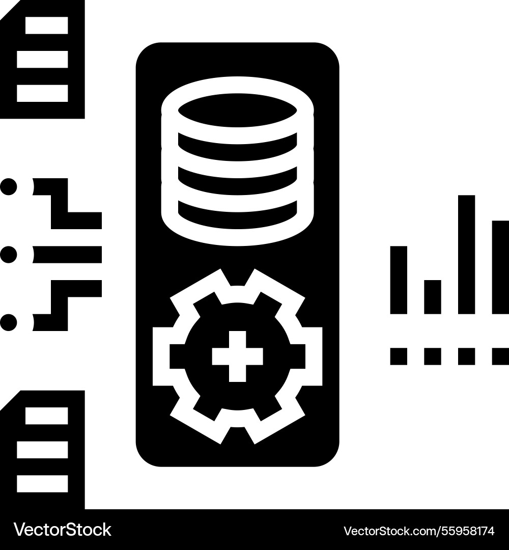 Data processing pipeline ai integration glyph icon Data processing pipeline ai integration glyph icon vector image