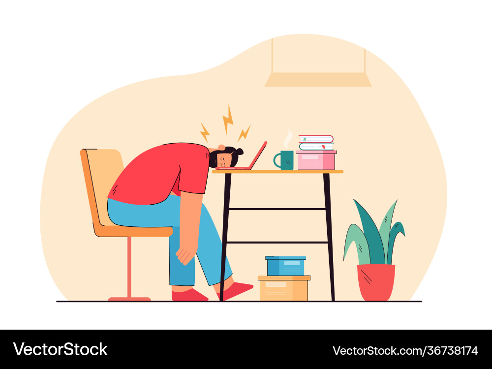 Man Sleeping on Laptop Keyboard Vector Image