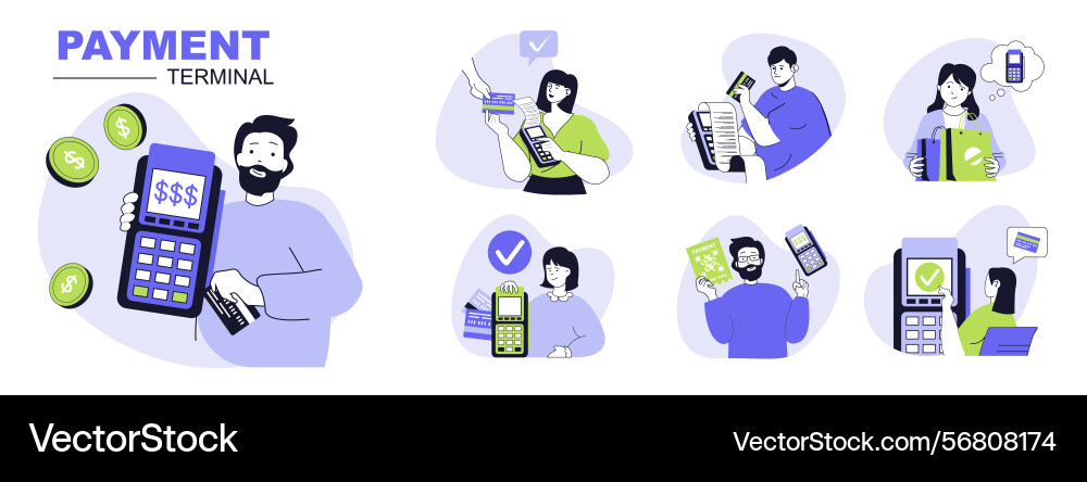 Payment terminal concept set for web design Payment terminal concept set for web design vector image