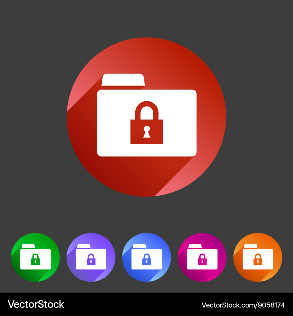 Secure locked folder icon flat web sign symbol Vector Image