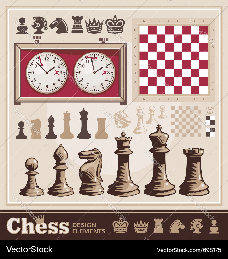 Chess Elements Collection vector image