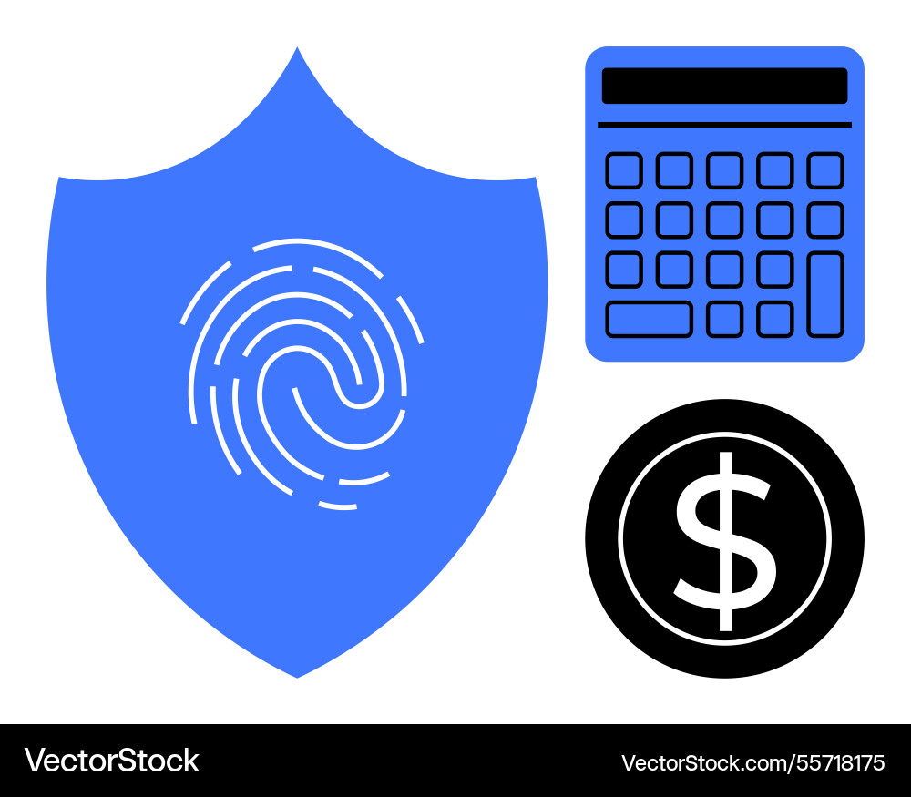 Digital security shield with fingerprint Digital security shield with fingerprint vector image