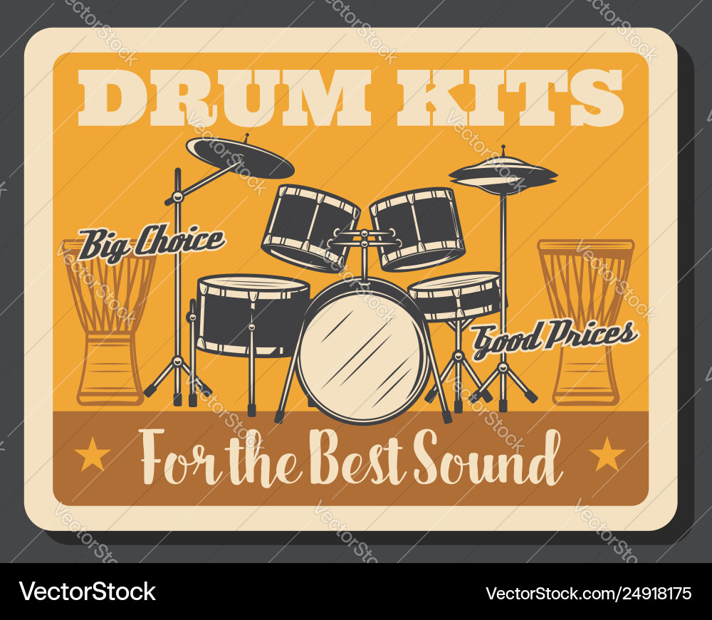 Drums percussion instruments rock music Drums percussion instruments rock music vector image