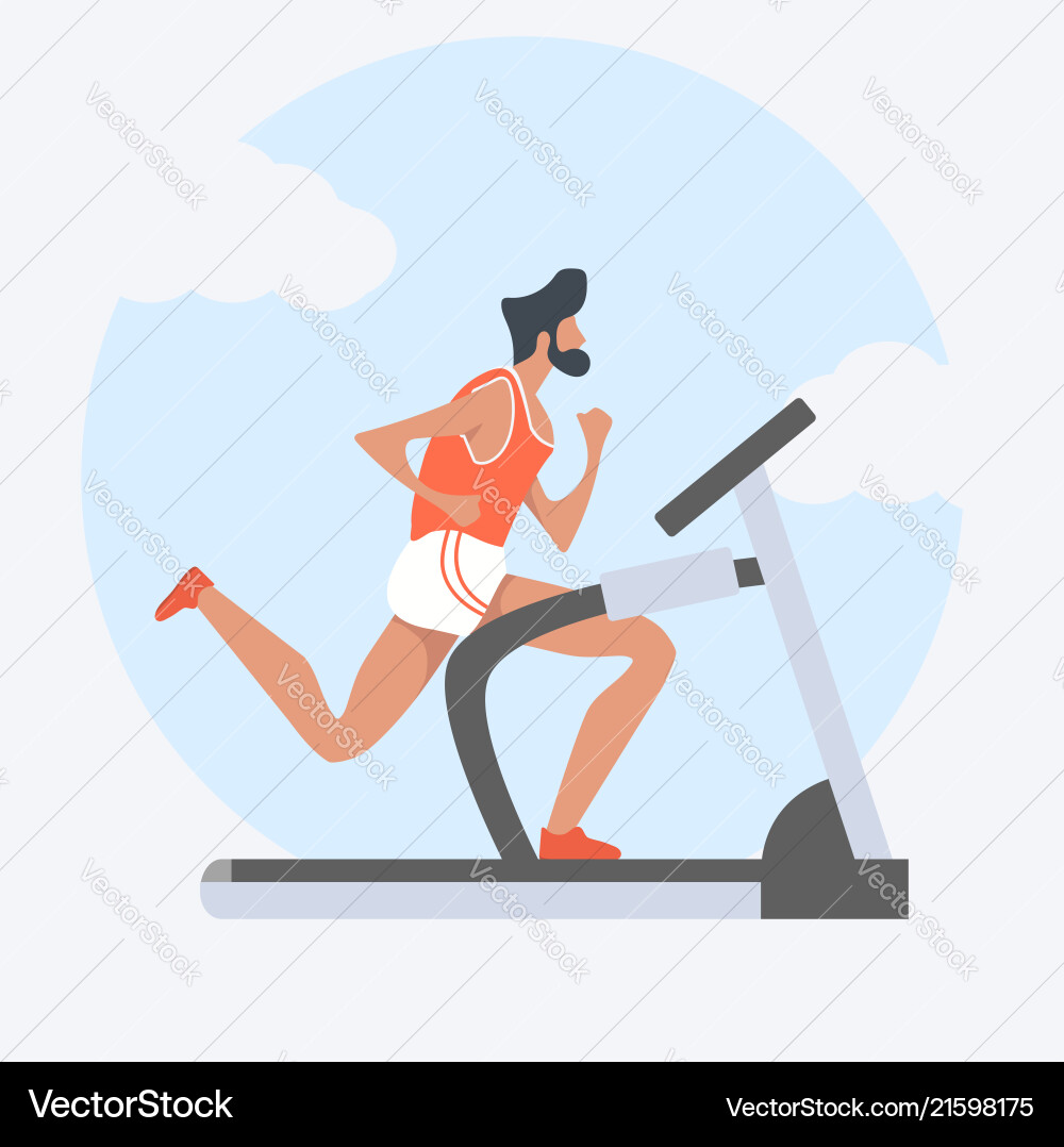 Man attractive running on treadmill Man attractive running on treadmill vector image