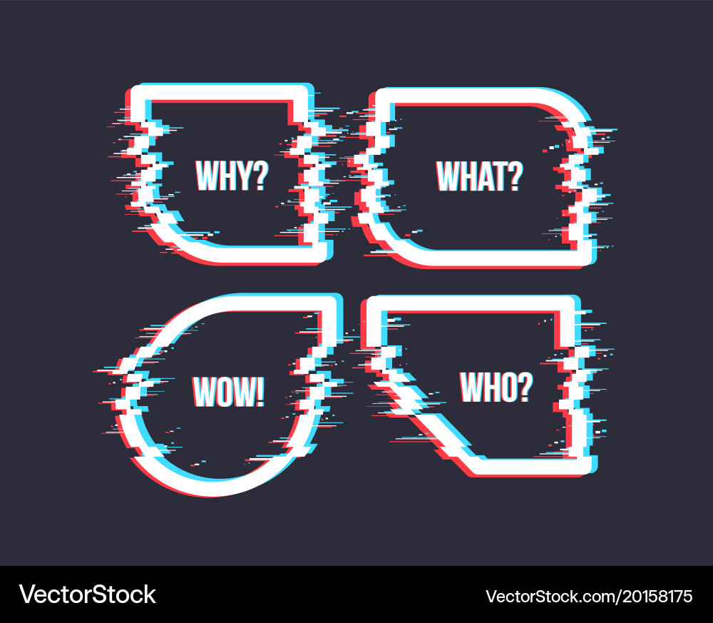 Set of simple geometric form with glitch effect vector image