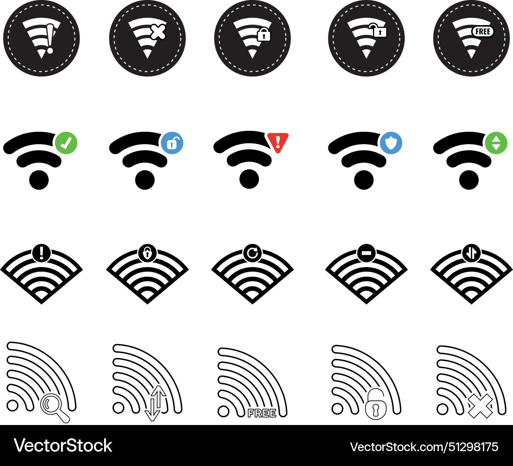 Set of wifi status icons vector image