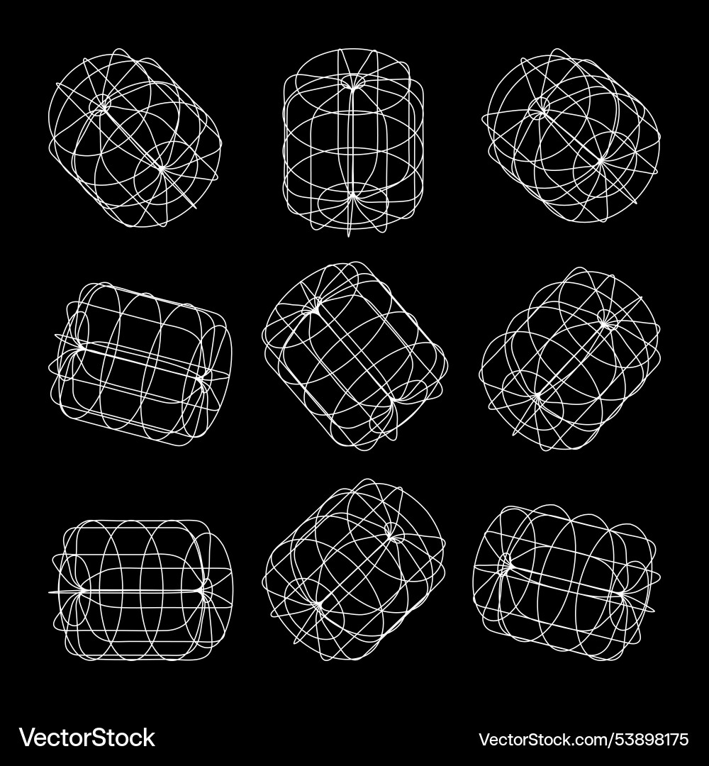 Wireframe lined shapes perspective mesh 3d grid Wireframe lined shapes perspective mesh 3d grid vector image
