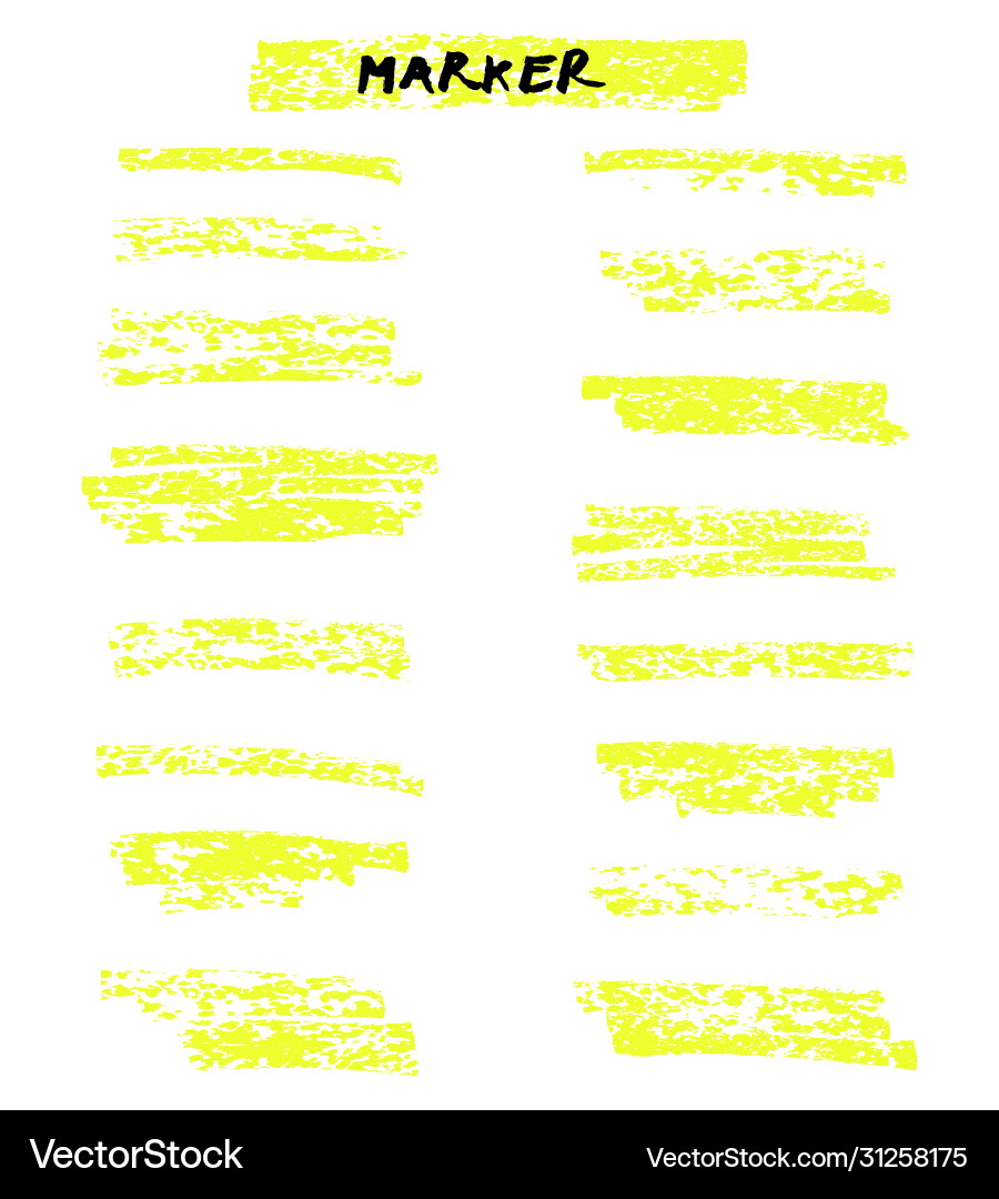Yellow highlighter brush lines on white Yellow highlighter brush lines on white vector image