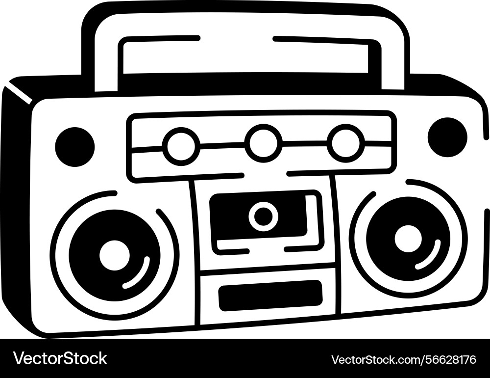 A sketchy style icon showing stereo player design vector image