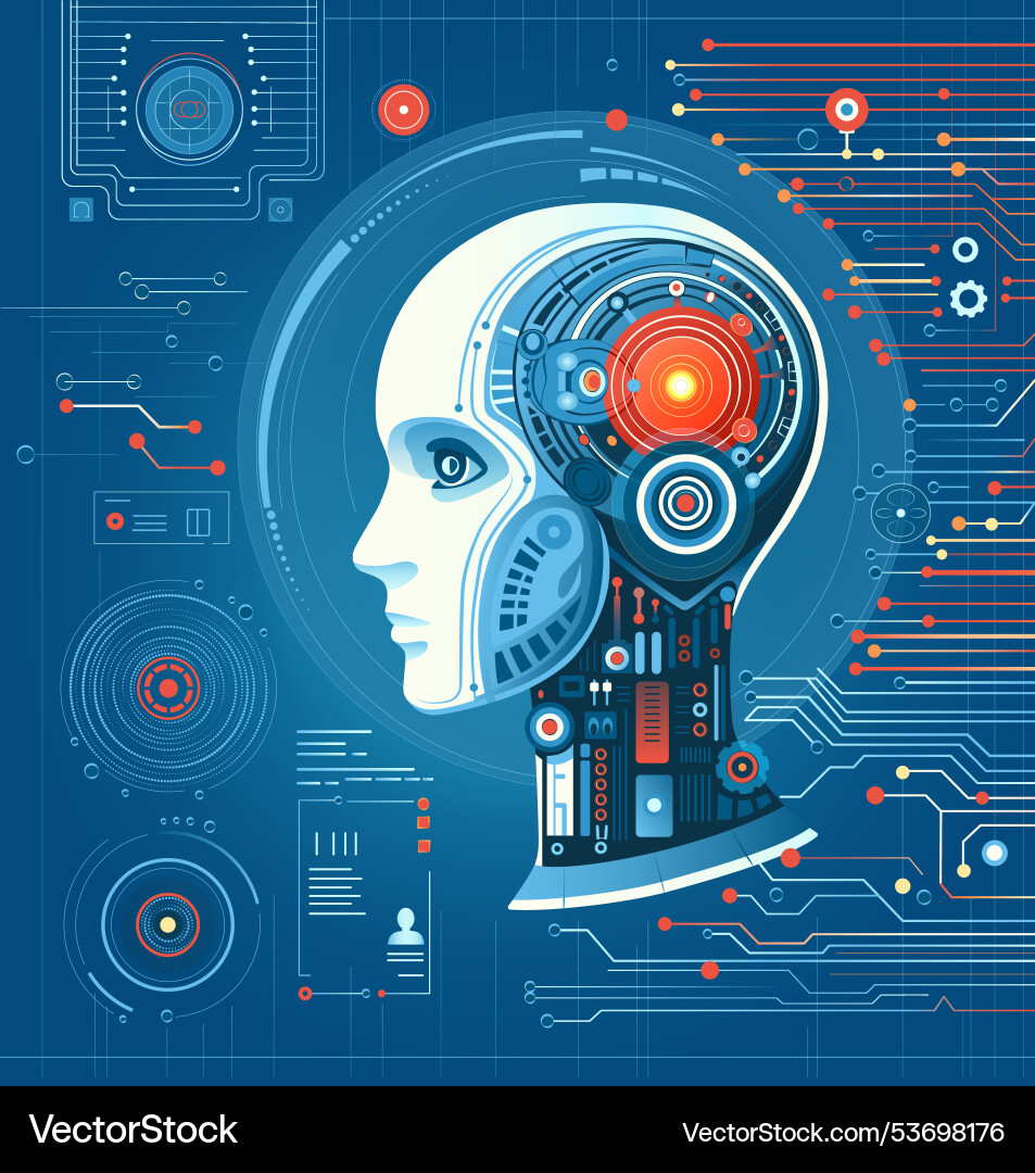 Ai technology background robot chip processor Ai technology background robot chip processor vector image