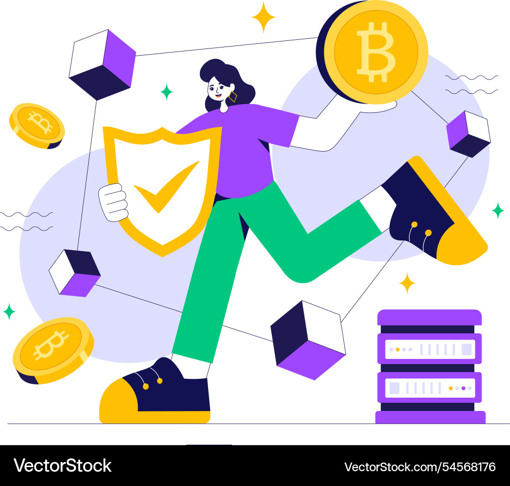 Blockchain featuring a tech architect working Blockchain featuring a tech architect working vector image