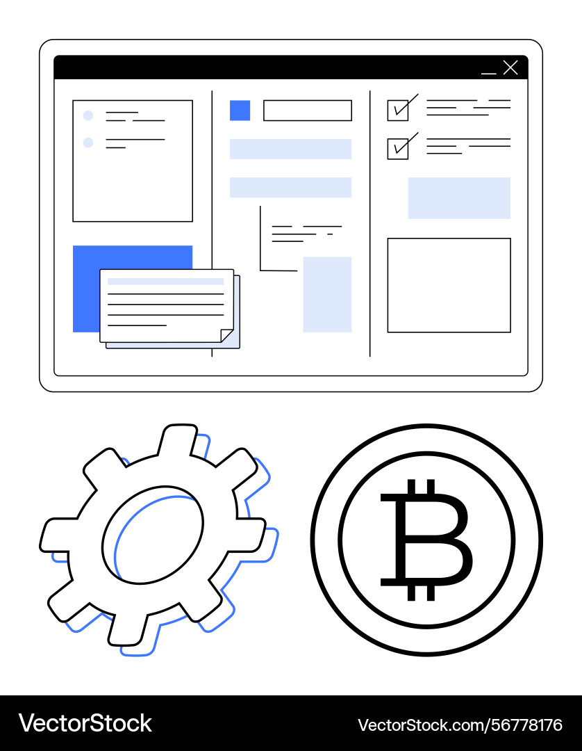 Blockchain integration with digital dashboard Blockchain integration with digital dashboard vector image