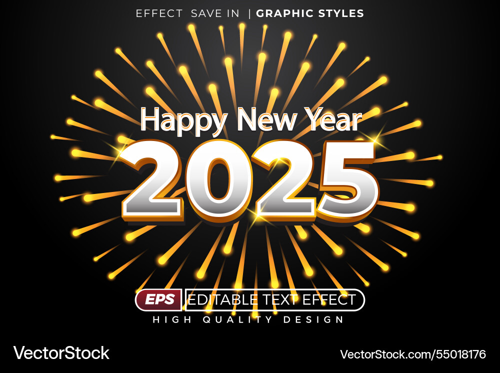 Editable 3d Text Effect Happy New Year Royalty Free Vector