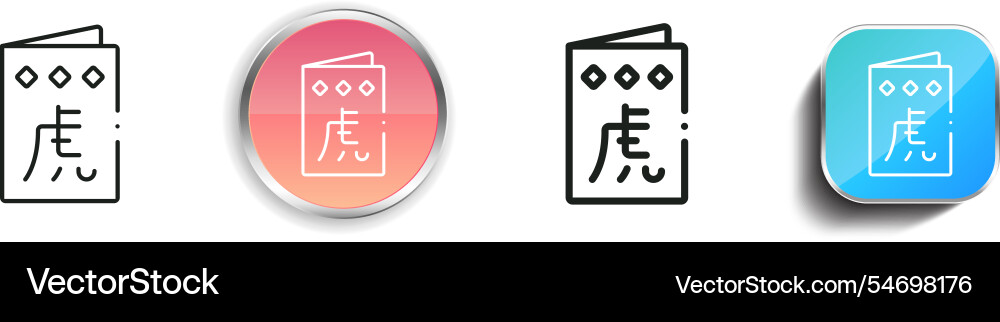 Greeting card icon thin linear regular and button vector image