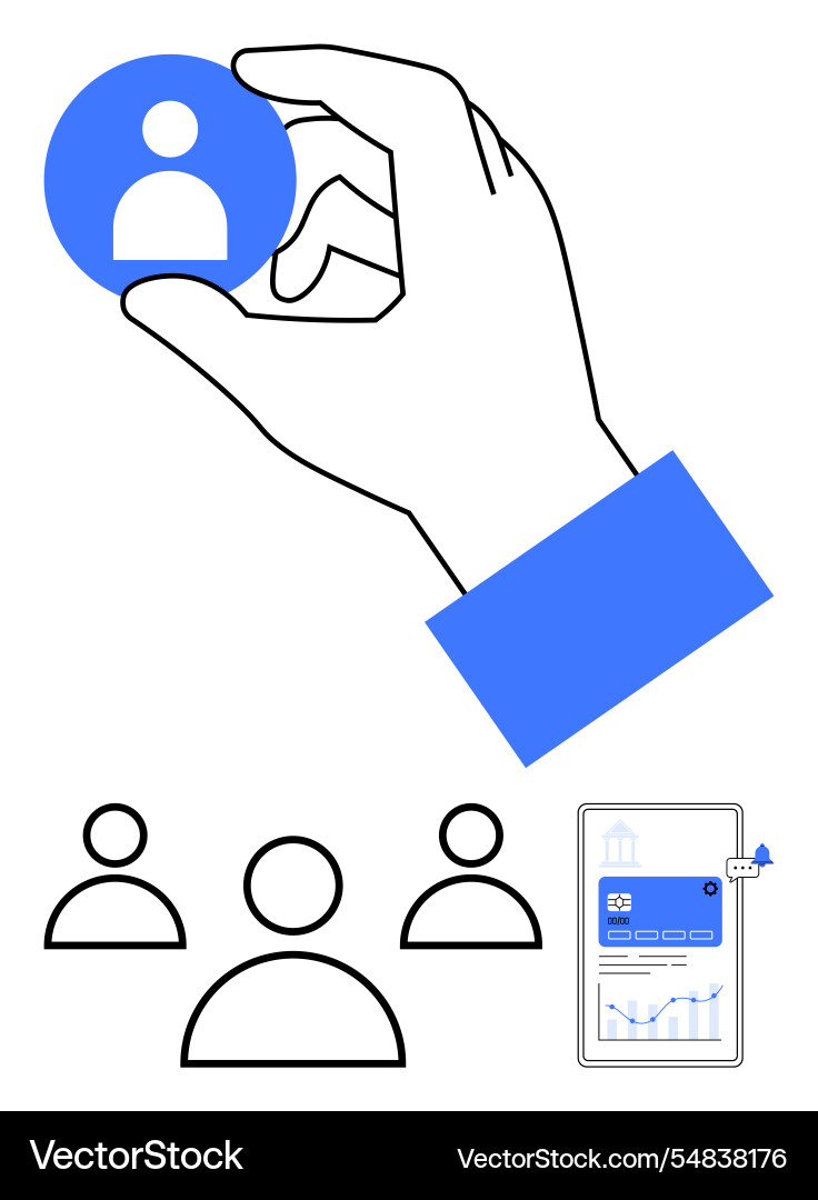Hand selecting user profile icon with digital Hand selecting user profile icon with digital vector image