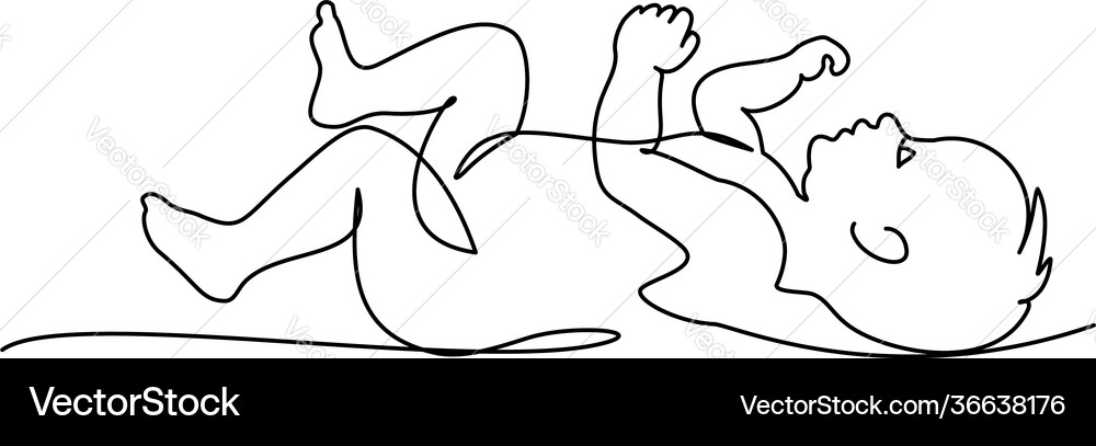 Süßes schlafendes Baby kontinuierliche eine Linie Zeichnung Süßes schlafendes Baby kontinuierliche eine Linie Zeichnung vektorbild