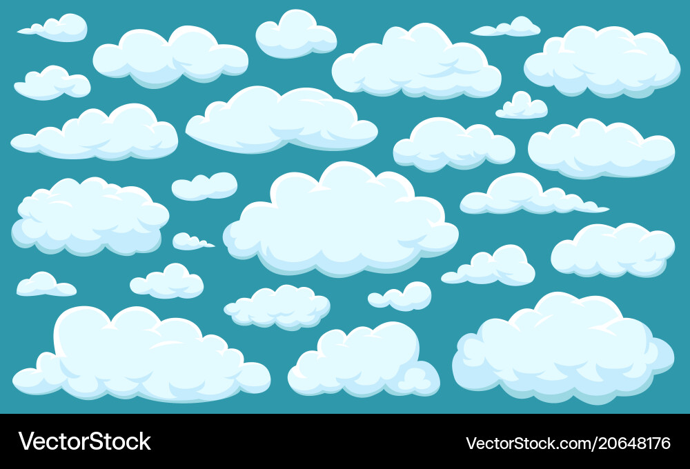 Set clouds different shapes in sky Royalty Free Vector Image