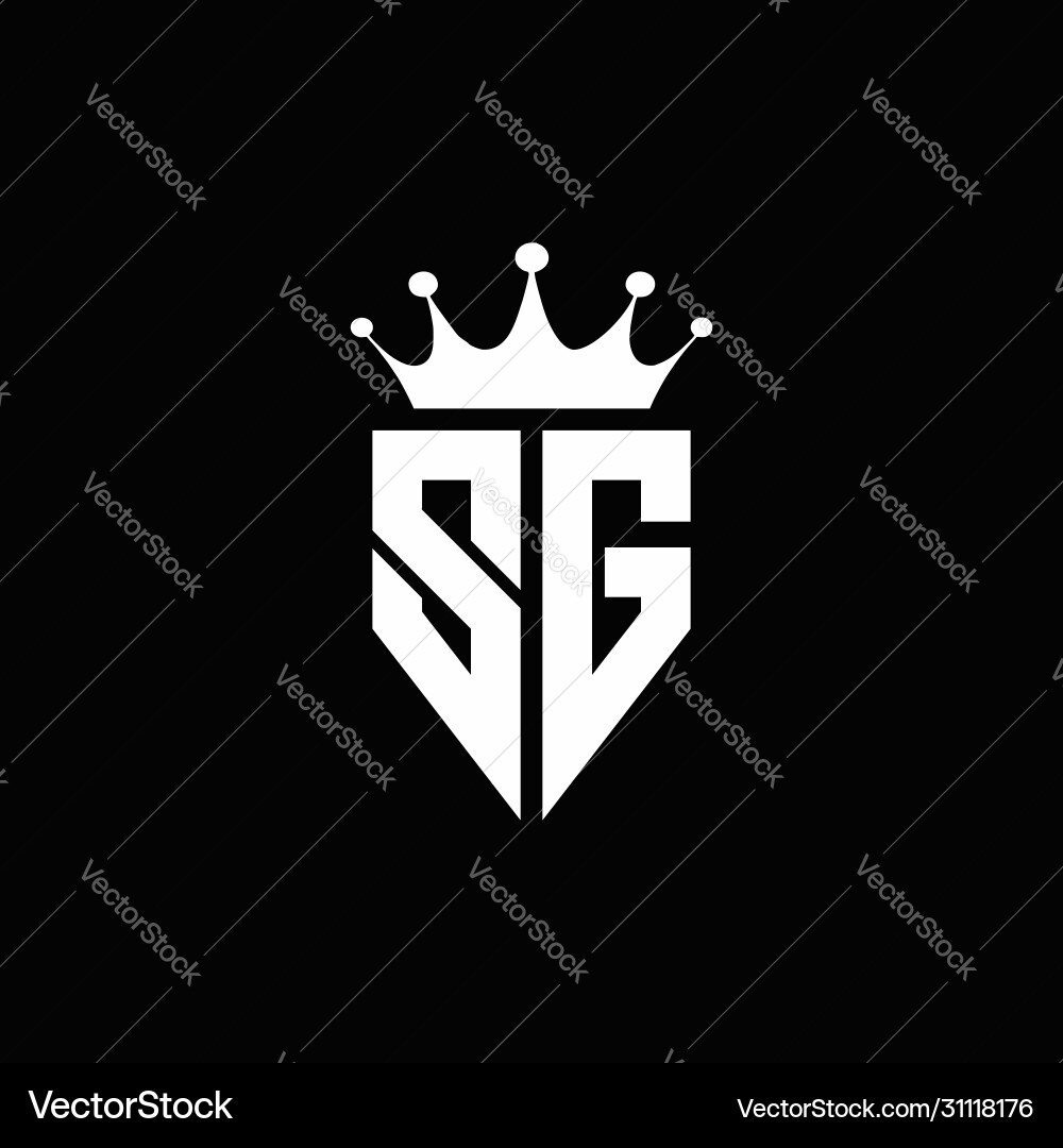 Sg Logo Monogramm Emblem Stil mit Krone Form Sg Logo Monogramm Emblem Stil mit Krone Form vektorbild