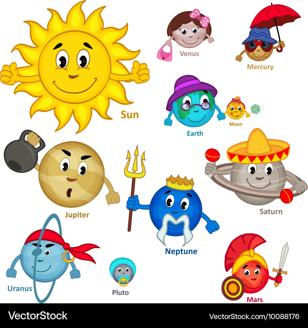 Smiling Planets Solar System vector image