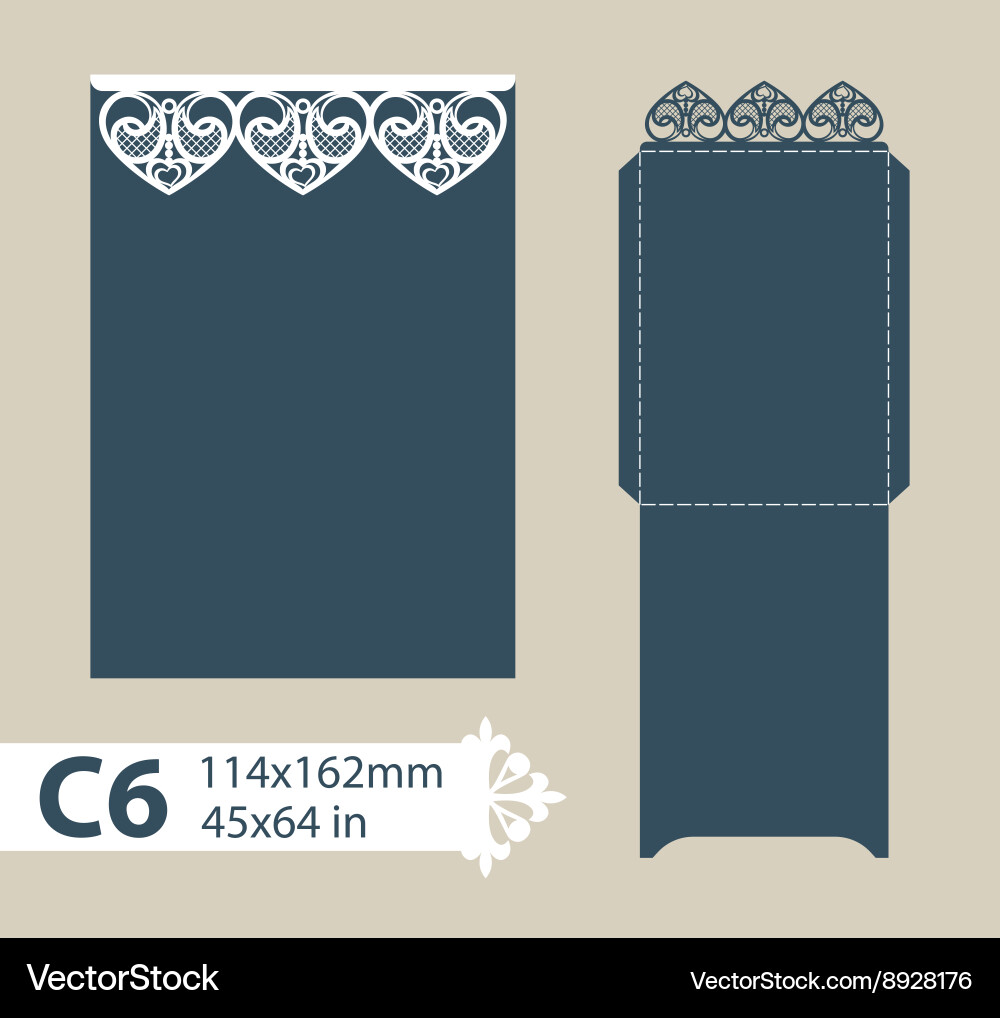 Template envelope with carved openwork pattern vector image