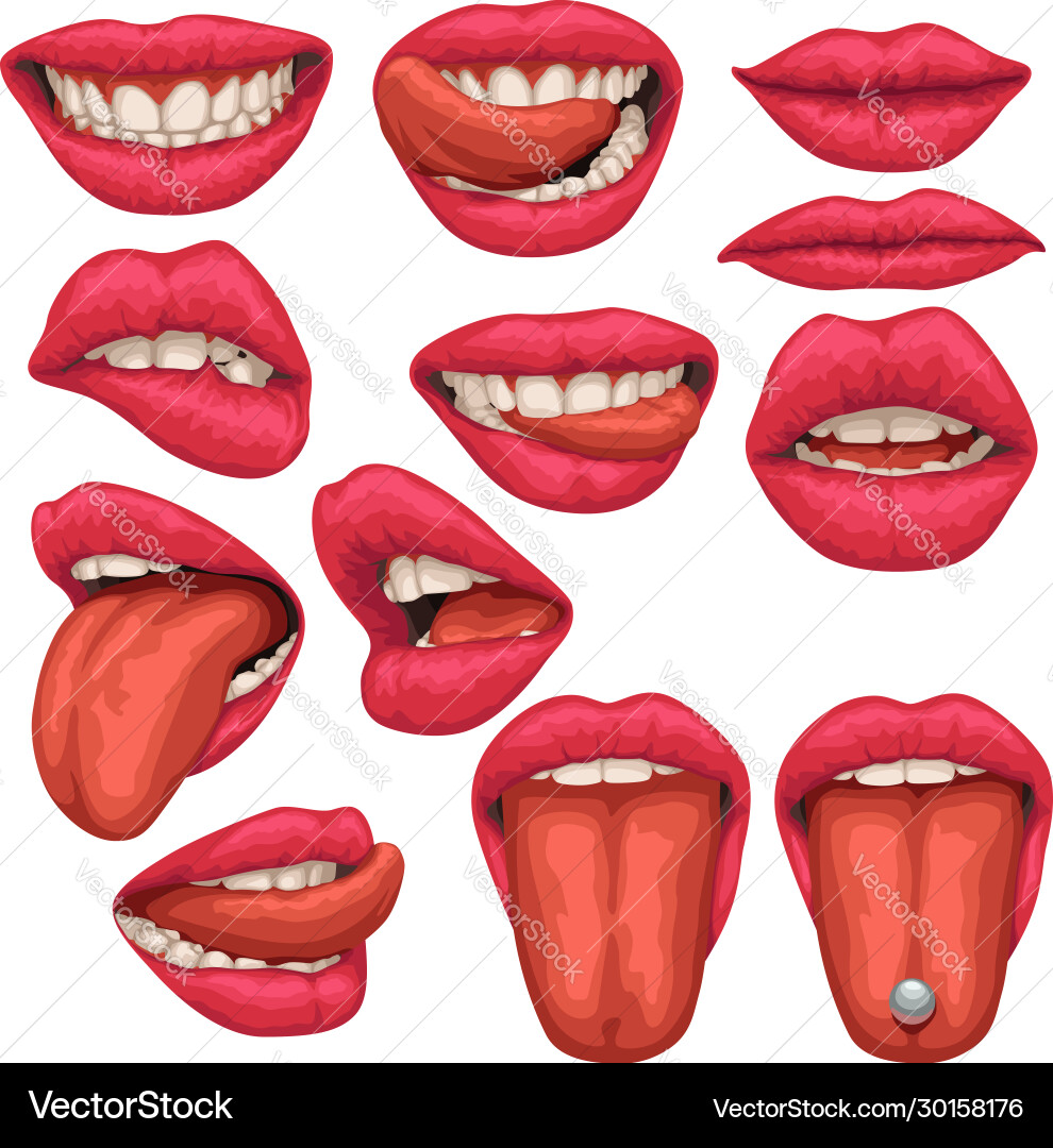 Woman mouth set isolated Woman mouth set isolated vector image