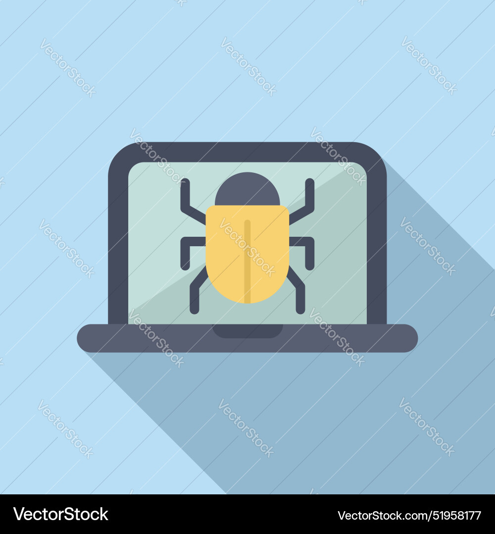 Laptop showing virus detected warning with a bug Laptop showing virus detected warning with a bug Vector Image