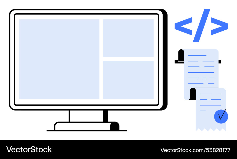 Monitor with code and checklist for software Monitor with code and checklist for software vector image