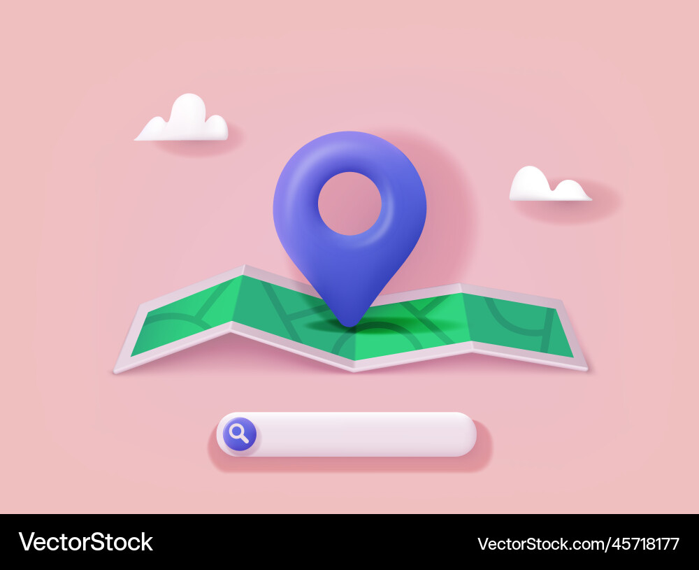 Navigator pin white color mock up with map search Navigator pin white color mock up with map search vector image