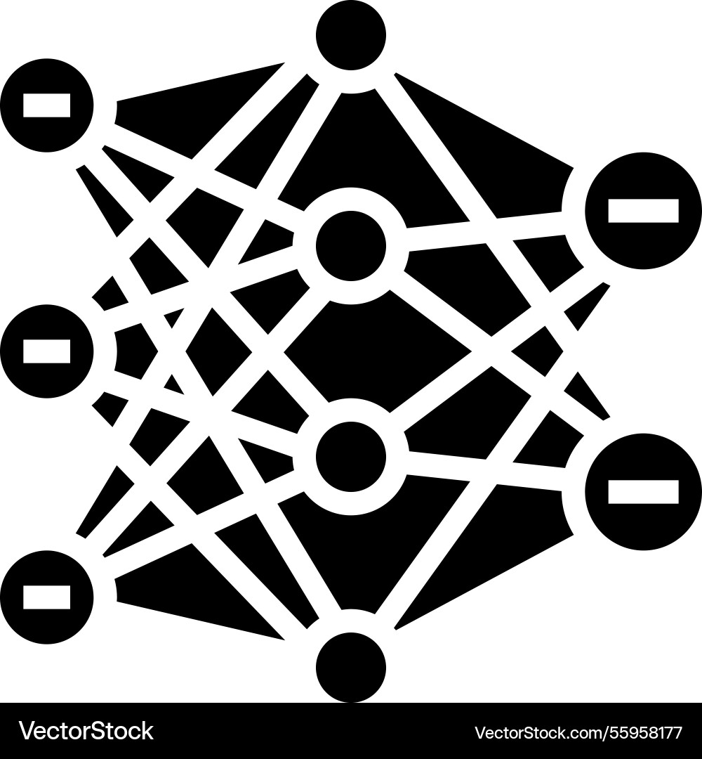Neural network ai integration glyph icon Neural network ai integration glyph icon vector image