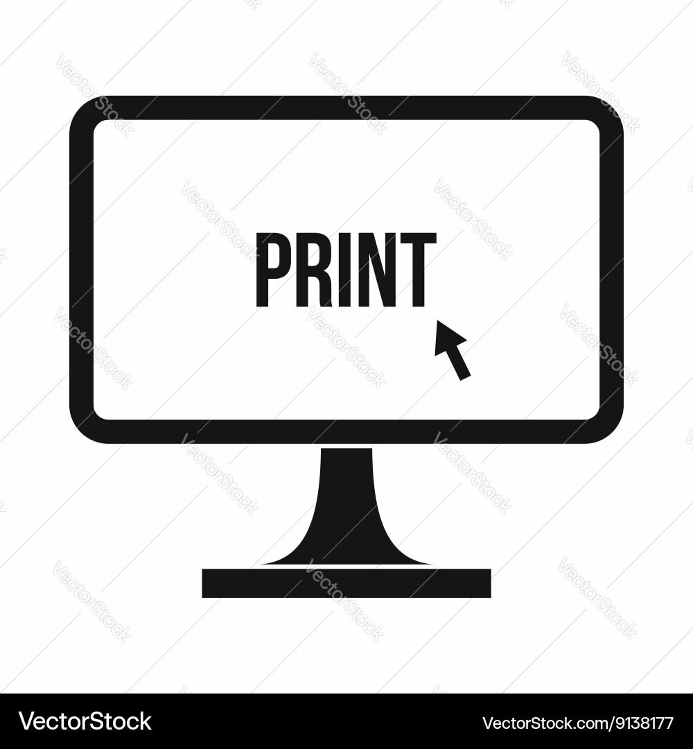 Print word on a computer monitor icon vector image