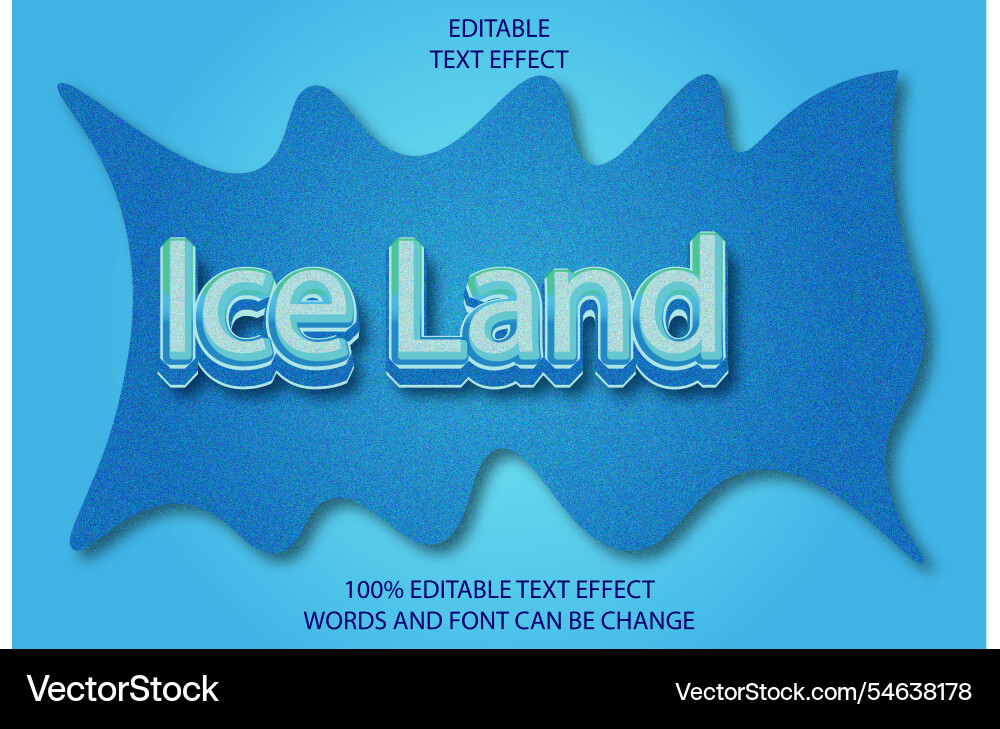 3D Ice Text Effect - Editable & Customizable vector image