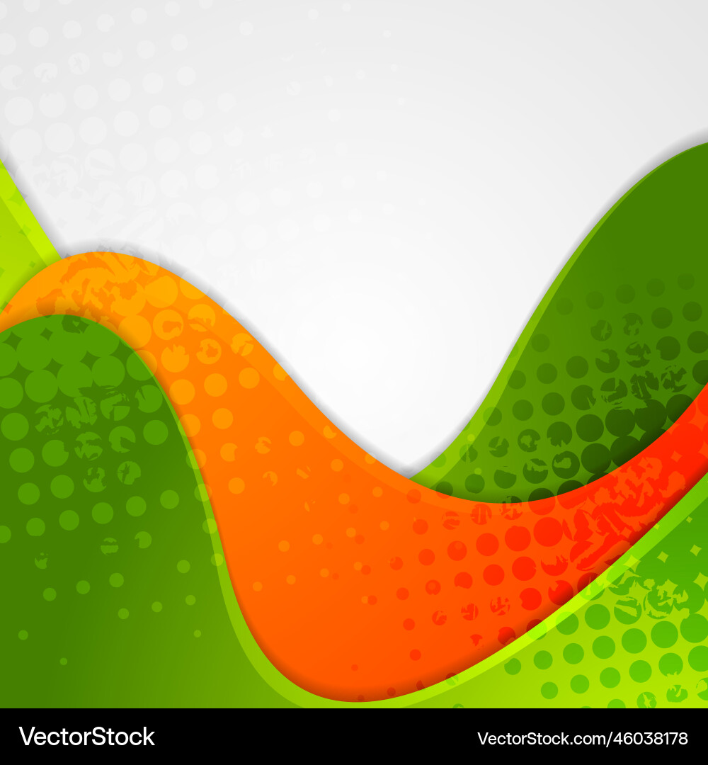 Abstract grunge green orange wavy background Abstract grunge green orange wavy background vector image