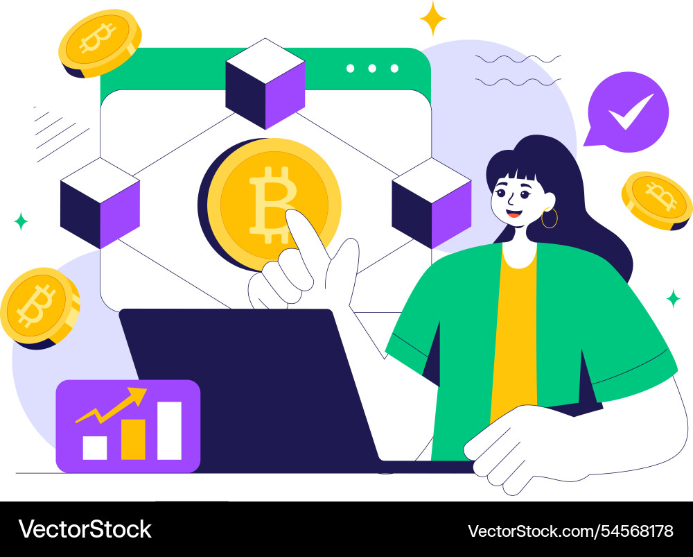 Blockchain featuring a tech architect working Blockchain featuring a tech architect working vector image