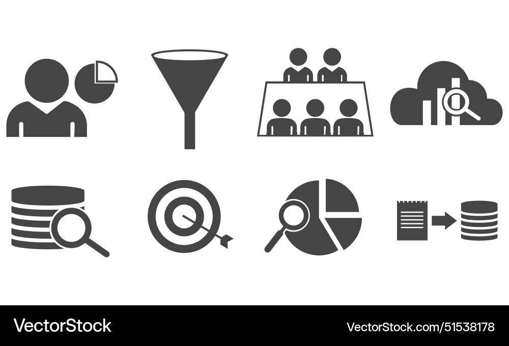 Data analytics icon set big analysis Vector Image
