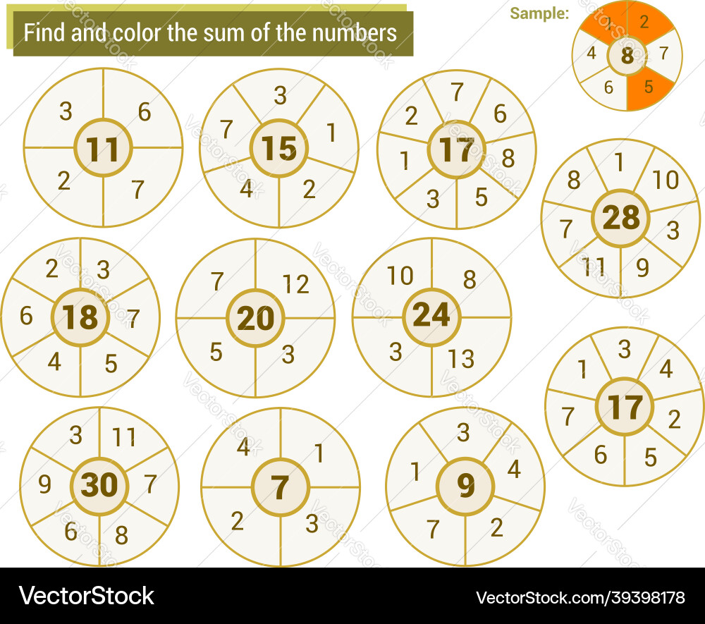 Find and Color Numbers - Math Game vector image