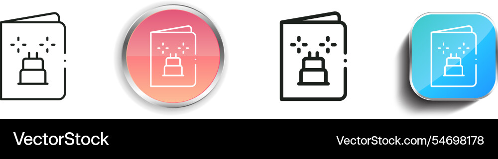 Greeting card icon thin linear regular and button vector image