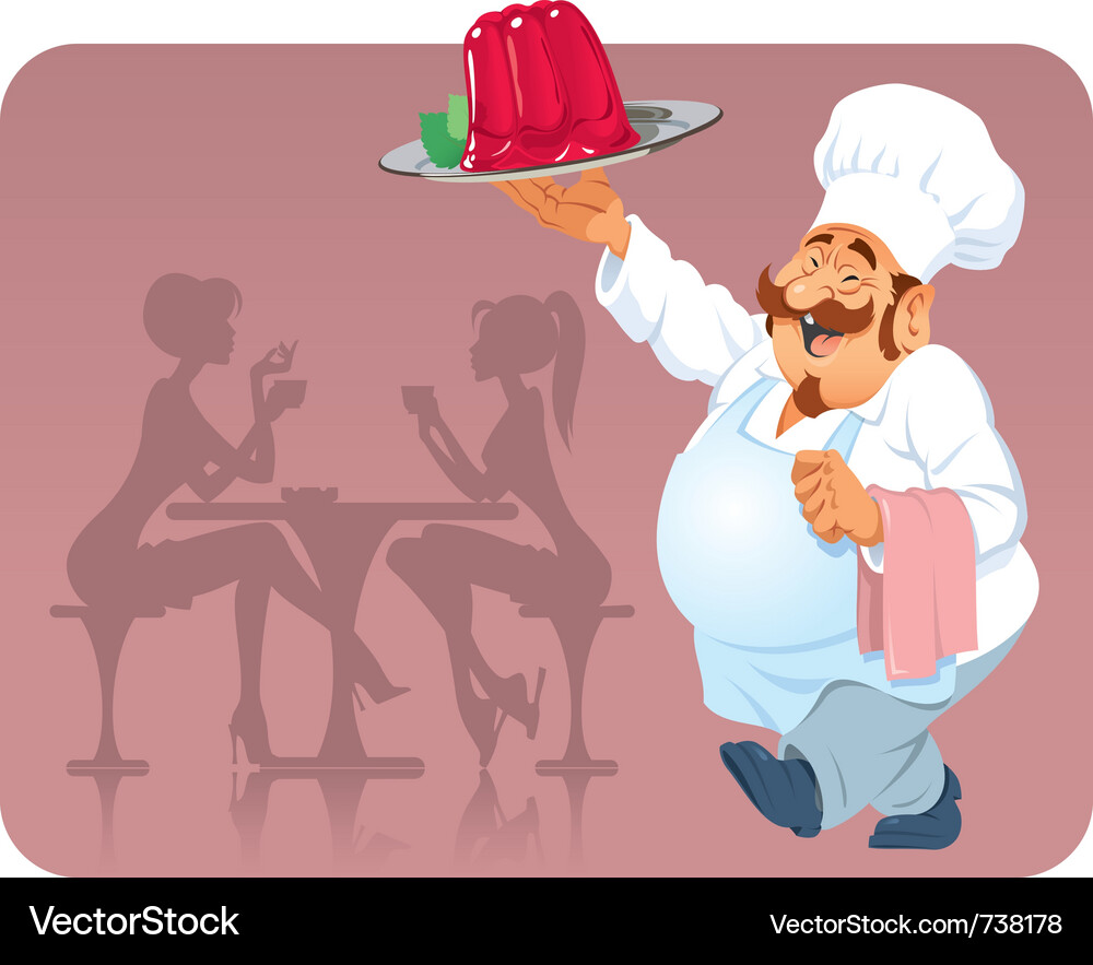 Jolly Chef with Raspberry Pudding Vector Image