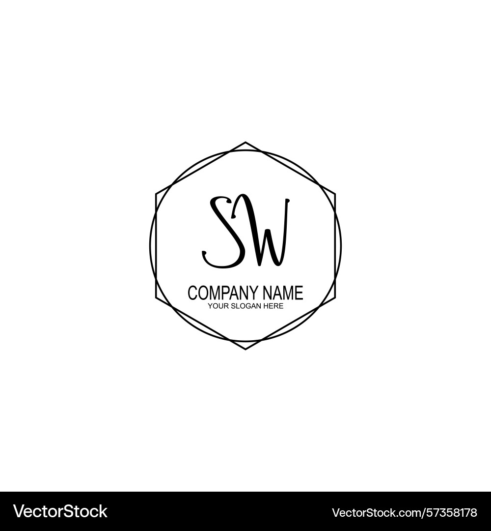 Minimalist handwritten sw initial logos with soft Vector Image