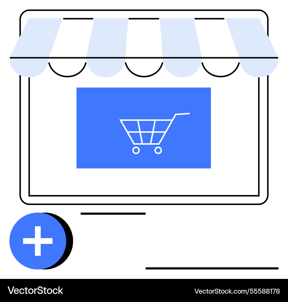Online storefront with add-to-cart symbol Vector Image