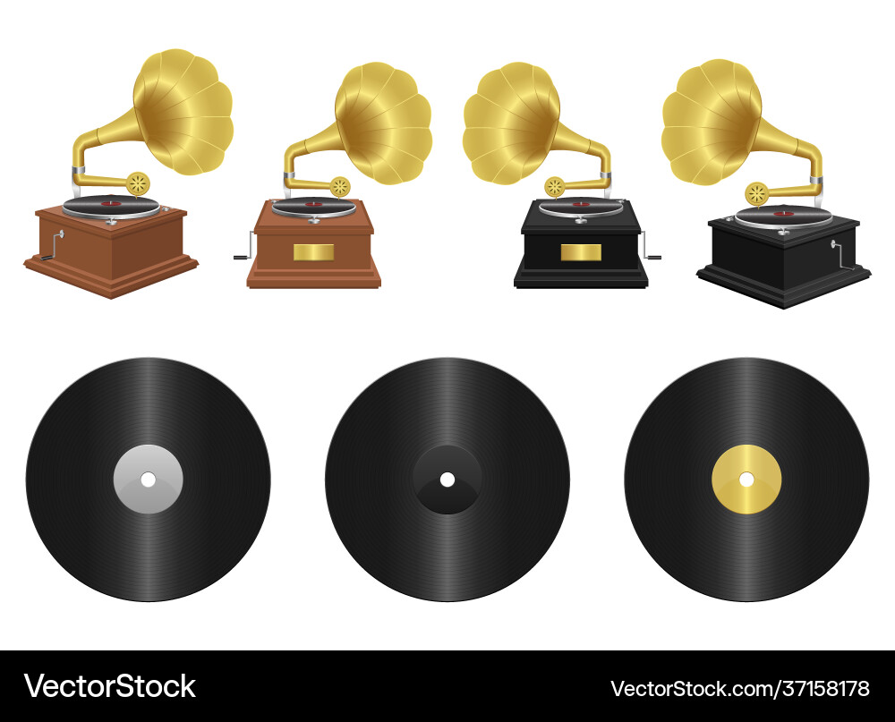 Realistic gramophone design isolated on white Realistic gramophone design isolated on white vector image