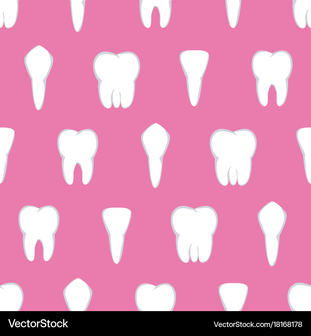Tooth seamless pattern four different types vector image